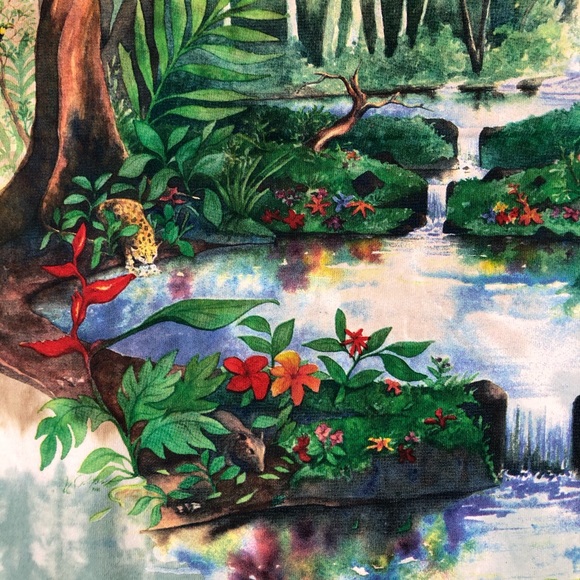 Rainforest 1991 Liquid Blue Vintage All Over Tie T - Picture 8 of 11